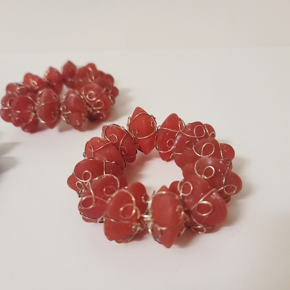 Set of 6 Red Blue Stone Napkin Rings 4th of July - Picture 4 of 7